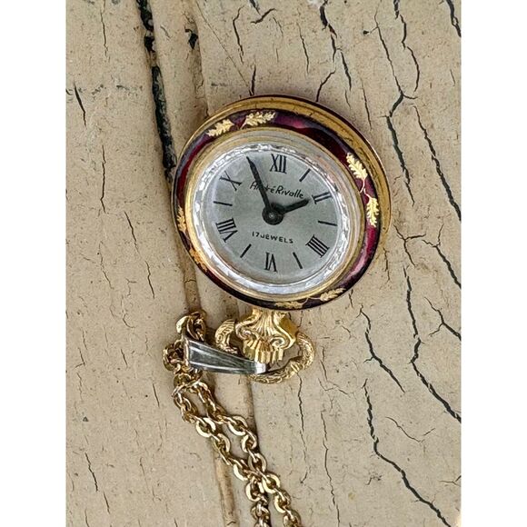 Vintage Andre Rivalle 17 Jewel Swiss Pendant Watch Necklace with Chain - Picture 4 of 4